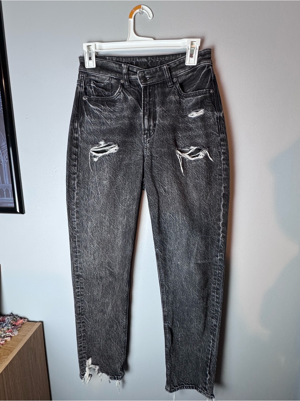 American Eagle Black Distressed High Rise Jeans